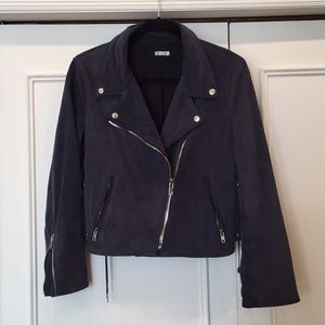Dark blue Suede Reformation Biker Jacket Small